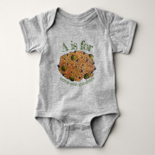 A is voor Arroz con Gandules Puerto Rican Food Romper (Voorkant)