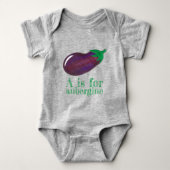 A is voor Eggplant Vegetable ABCs Romper (Voorkant)