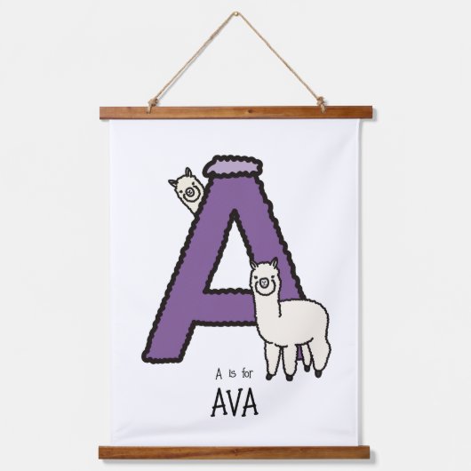A is voor... gepersonaliseerde print hangend wandkleed (Voorkant)