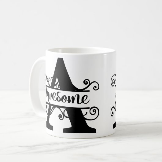 A is voor Geweldige! Koffiemok (Voorkant links)