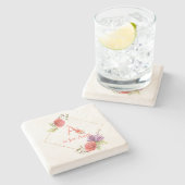 A is voor het schilderen van tante floral stenen onderzetter (Zijkant)