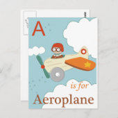 A is voor het vliegtuig briefkaart (Voorkant / Achterkant)