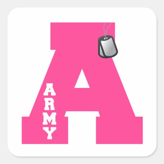 A is voor Leger Vierkante Sticker (Voorkant)