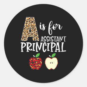 A Is Voor Onmiddellijk Hoofd Luipaard Print Appel Ronde Sticker