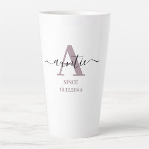 A is voor tante Elegant Script Monogram Mauve Latte Mok