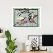 a _Japanese horse samurai art equestrian sumi Poster (Thuiskantoor)