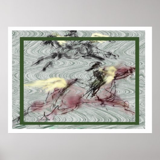 a _Japanese horse samurai art equestrian sumi Poster (Voorkant)