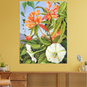 A Javan Rhododendrum en Ipomoea Canvas Afdruk (Insitu (Woonkamer))