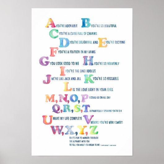 A, je bent schattig Nursery Alphabet Poster-Deligh Poster (Voorkant)