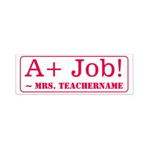 "A+ Job!" + Onderwijsnaam Rubberstempel Zelfinktende Stempel
