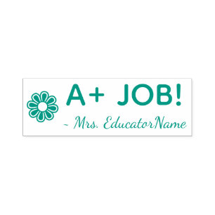 "A+ JOB!" + Schoolleraar Naam Rubberstempel Zelfinktende Stempel