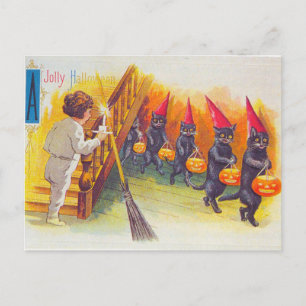 A Jolly Halloween (zwarte katten) Briefkaart