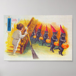 A Jolly Halloween (zwarte katten) Poster