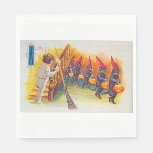 A Jolly Halloween (zwarte katten) Servet (Voorkant)