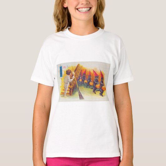 A Jolly Halloween (zwarte katten) T-shirt (Voorkant)