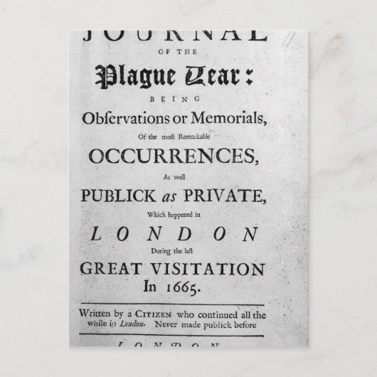 A Journal of the Plague Year, 1665 Briefkaart (Voorkant)