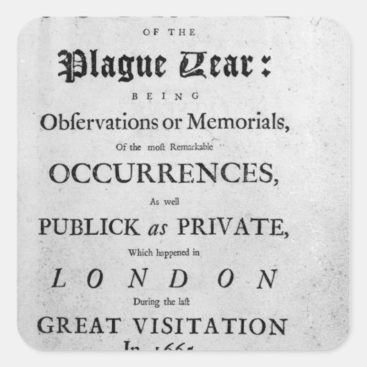 A Journal of the Plague Year, 1665 Vierkante Sticker (Voorkant)