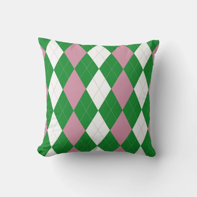 A.K.A Pink & Green Argyle Sierkussen (Voorkant)