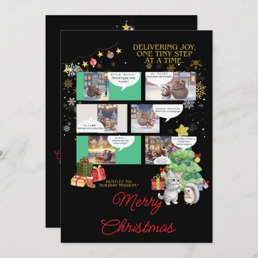 A Kawaii Winter Tale Cozy Hedgehog Feestdagenkaart (Voorkant / Achterkant)