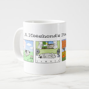 A Keeshond Enjoys the Four Seasons - Fun Dog Art Grote Koffiekop