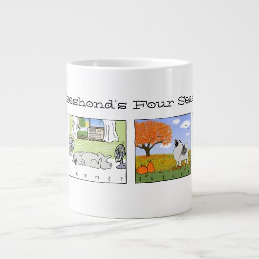A Keeshond Enjoys the Four Seasons - Fun Dog Art Grote Koffiekop (Voorkant)