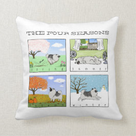 A Keeshond Enjoys the Four Seasons - Fun Dog Art Kussen