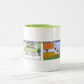 A Keeshond's Vier Seizoenen | Keeshond Cartoon Dog Tweekleurige Koffiemok (Center)