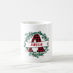 A! Kerst Monogram krans-patroon Koffiemok