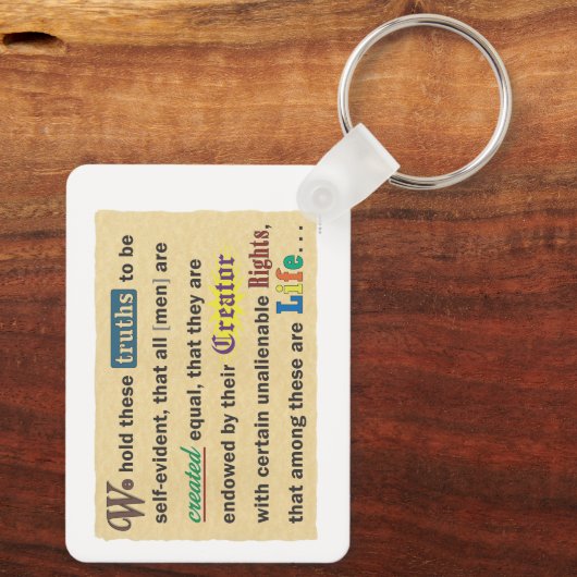 A keychain with a declaration. (Achterkant)