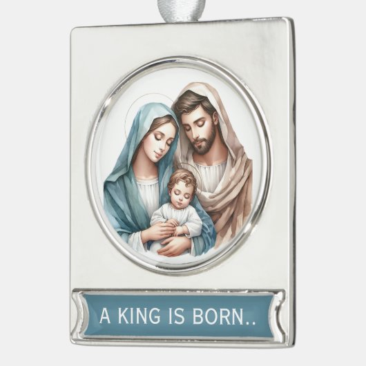 A King Is Born Verzilverd Banner Ornament (Links)