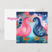 "A Kiss in Feathers", de Kaart van Happy Valentijn (Voorkant / Achterkant)