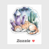 A Kitty With Crystals in the Desert Sticker (Vel)