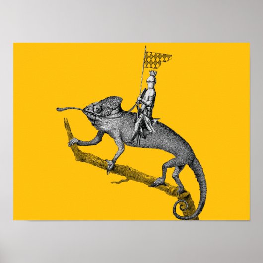 A knight riding a chameleon poster (Voorkant)