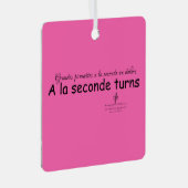 A La Seconde draait Hot Pink en Black Sq. Metalen Ornament (Voorkant Rechts)