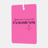 A La Seconde draait Hot Pink en Black Sq. Metalen Ornament (Voorkant links)