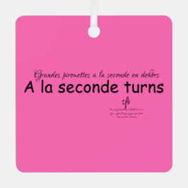 A La Seconde draait Hot Pink en Black Sq. Metalen Ornament