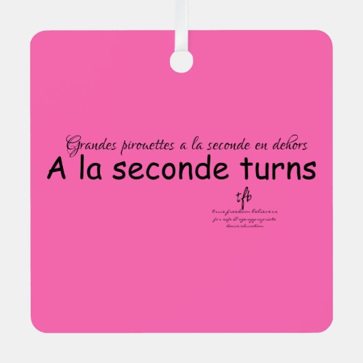 A La Seconde draait Hot Pink en Black Sq. Metalen Ornament (Voorkant)