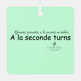 A La Seconde draait Mint Green en Black Sq. Metalen Ornament