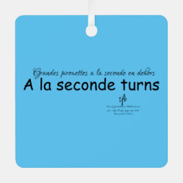 A La Seconde Turns Sky Blue en Black Sq. Metalen Ornament