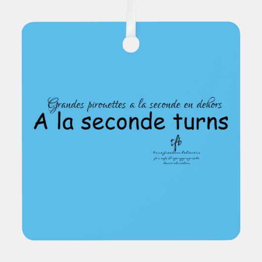 A La Seconde Turns Sky Blue en Black Sq. Metalen Ornament (Voorkant)