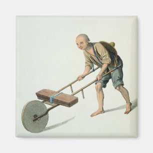 A Laborer, bord 27 uit "The Costume of China", Magneet