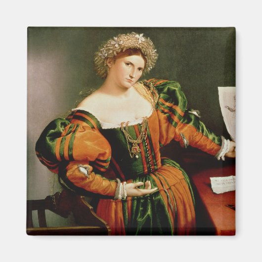 A Lady with a Drawing of Lucpensiona, c.1530-33 Magneet (Voorkant)