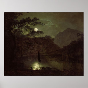 A Lake by Moonlight, c.1780-82 (olie op canvas) Poster