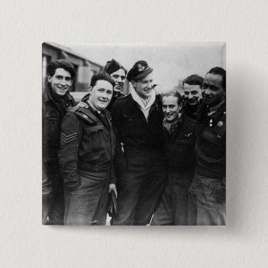 A Lancaster Bomber Crew Vierkante Button 5,1 Cm (Voorkant)
