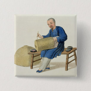 A Lantern Painter, bord 20 uit 'The Costume of C' Vierkante Button 5,1 Cm