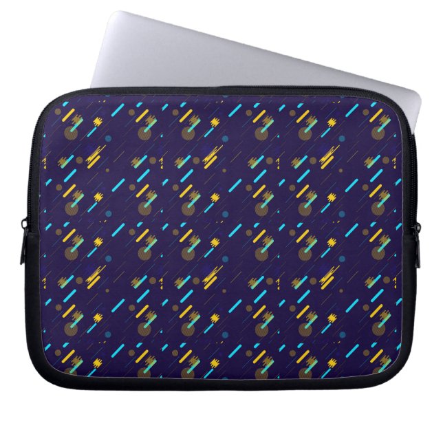 A laptop sleeve with a vibrant geometric pattern (Voorkant)