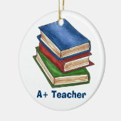 A+ Leerbibliotheek Boek Stack Teaching Librarian Keramisch Ornament (Links)