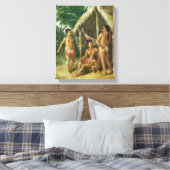 A Leeward Islands Carib Family bij een Hut, c.17 Canvas Afdruk (Insitu (Slaapkamer))