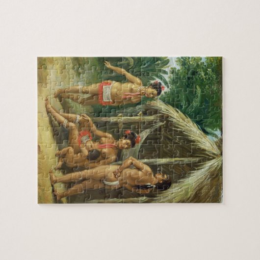 A Leeward Islands Carib Family bij een Hut, c.17 Legpuzzel (Horizontaal)