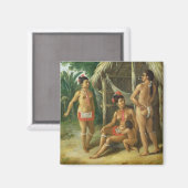 A Leeward Islands Carib Family bij een Hut, c.17 Magneet (Voorkant / Achterkant)